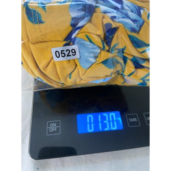 By & By Women's XXL Mustard Yellow Blue Floral Wrap Tie Maxi Dress Stretch HOLE - Picture 10 of 10